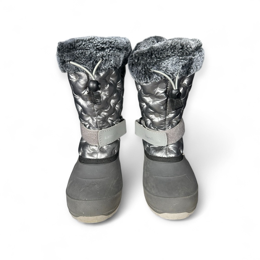 Kamik Gray Penny 3 Quilted Winter Boots with Faux Fur Gray Black Size 3G
